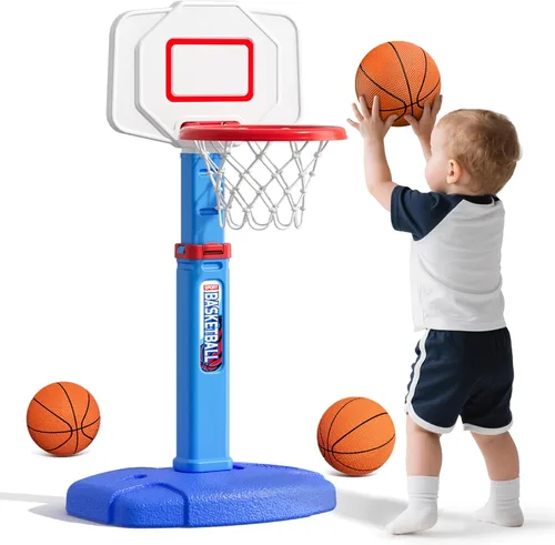 HYES Aro de Baloncesto para Niños Pequeños, Aro de Baloncesto Interior de Altura Ajustable para Niños de 1 a 3 Años, Mini Canasta de Baloncesto
