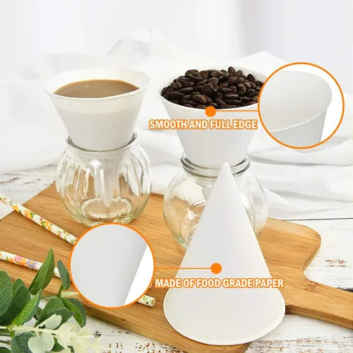 Miniatura 2 de AQUEENLY 100 Vasos de Cono de Nieve, Vasos de Papel Cónicos con Revestimiento de Cera a Prueba de Fugas para Granizado, Hielo Raspado, Agua - 6 OZ