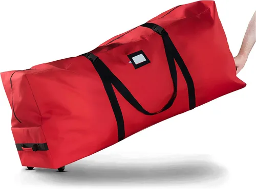 Bolsa de almacenamiento rodante y grande para árbol de Navidad que se adapta a hasta 9 pies. Bolsa de tela duradera 600D con asas duraderas y ruedas