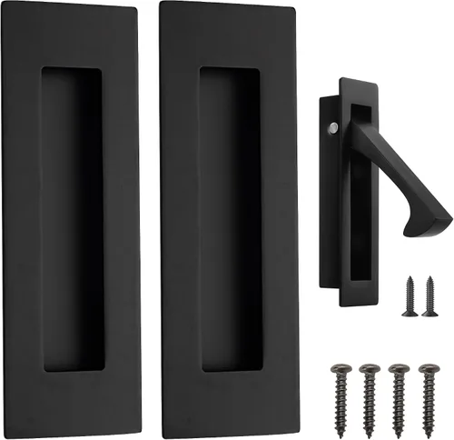 Miniatura 16 de Malimali Tiradores Empotrados al Ras para Dedos - Herrajes de Tirador de Puerta Rectangular de Acero Inoxidable Negro Mate de 6 Pulgadas