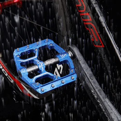 Miniatura 6 de Pedales de bicicleta de carretera/montaña – 3 rodamientos de 9/16 pulgadas de aleación de aluminio – Pedal de bicicleta de montaña con clavos Azul