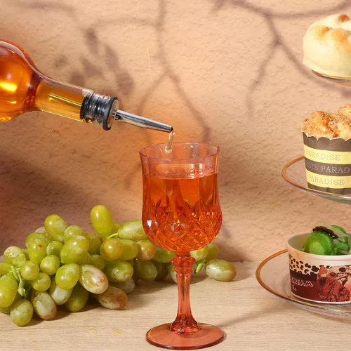 Miniatura 5 de 8 juegos de botellas de plástico de 25 onzas, botellas de jugo de jarabe de cuello largo con vertedor y tapas, recipiente de plástico a prueba