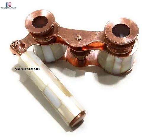 Miniatura 3 de NauticalMart - Binocular de latón con nácar – Binocular antiguo de ópera de NauticalMart Vintage Marine Spyglass Binocular coleccionable Instrumento