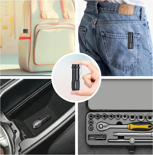Miniatura 6 de REDRHINO Linterna LED pequeña, paquete de 4 unidades, luces de bolsillo compactas EDC recargables, 400 lúmenes con clip, linternas pequeñas