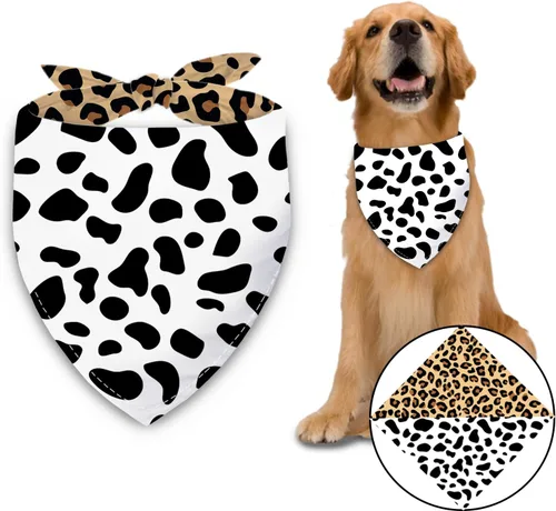 Miniatura 10 de Pañuelo de girasol con hojas para perro, bufanda lavable para mascotas, pañuelo ajustable triangular, estampado de doble cara, negro, girasol Hueso