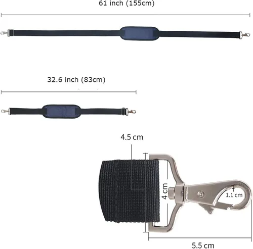 Miniatura 2 de JAKAGO - Correa de repuesto para el hombro, 60.2in, acolchada, correa de lona larga, universal, ajustable, con ganchos de metal y almohadilla