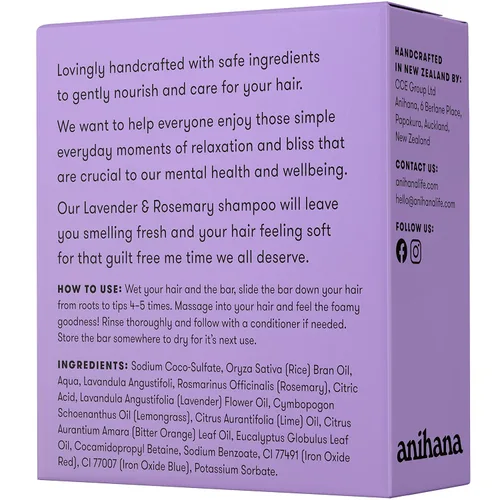 Miniatura 6 de ANIHANA Barra de champú para cabello fino y graso que da volumen al cabello y cuerpo aspecto saludable natural y brillo sin parabenos, lavanda