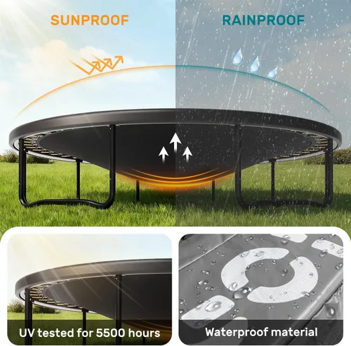 Miniatura 8 de 10FT 12FT 14FT 16FTOutdoor Recreational Trampoline with Enclosure Net, Bolt-Free Design Yard Trampoline with Wide Ladder and AntiRust Coating, 2 in