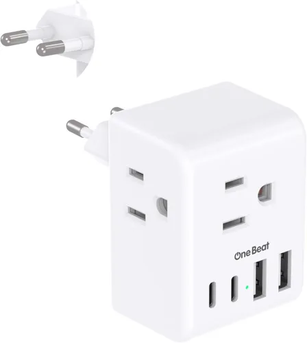 Miniatura 10 de Paquete de 2 adaptadores de enchufe de EE. UU. a Japón, adaptador de enchufe de 2 clavijas a 3 clavijas con 3 salidas de CA, 3 puertos USB