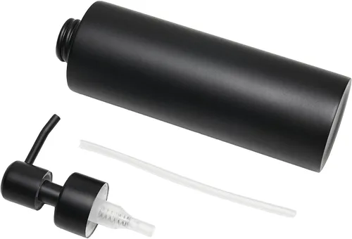 Miniatura 2 de Dispensador de jabón, negro mate con embudo y posavasos antideslizante, acero inoxidable 304, botella desinfectante de manos para baño y cocina