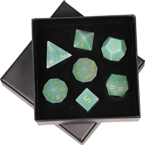 Miniatura 15 de mookaitedecor Juego de 7 dados poliédricos de cristal de ágata india, dados pulidos de piedras pulidas para juegos de mesa RPG MTG decoración