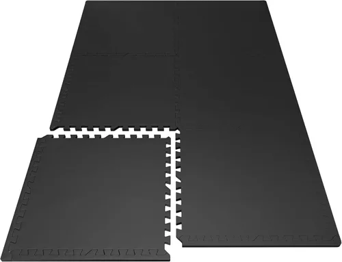 PRAISUN Tapete de gimnasio de 0.6 pulgadas más grueso, 6 azulejos de 24 pies cuadrados, azulejos de espuma entrelazados con parte superior de goma,