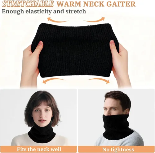 Miniatura 4 de Calentador de Cuello de Invierno para Hombres y Mujeres, Polaina de Cuello de Forro Polar Tejido, Cubierta Facial a Prueba de Viento para Clima