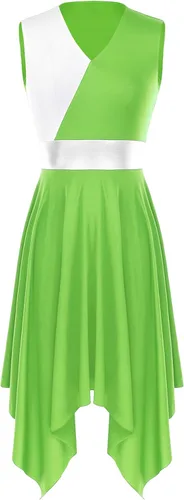 Miniatura 123 de easyforever Vestido de baile sin mangas con bloques de color para mujer, alabanza litúrgica, ropa de baile lírico, vestido de bata de adoración