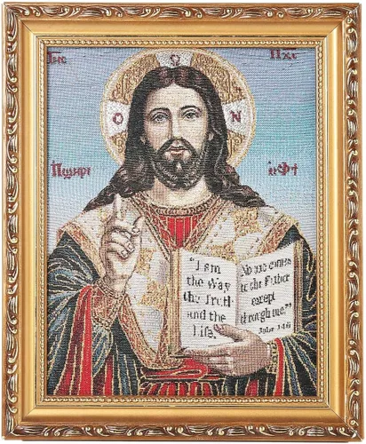 Miniatura 13 de HZMAN Pintura de Jesús María y José de la Santa Familia, tejido retro hecho a mano, póster de personaje de la familia sagrada para pared, marcos