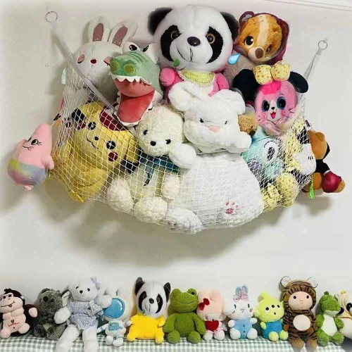 Hamaca de animales de peluche, red de almacenamiento de pared de esquina para juguetes de peluche, organizador colgante de poliéster para decoración