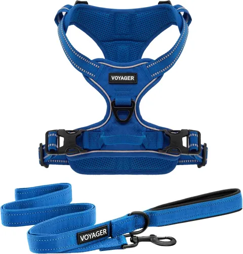 Miniatura 17 de Voyager - Arnés con doble correa para perro, con control sin tirones, ajustable, suave pero fuerte para mascotas, para perros medianos y grandes