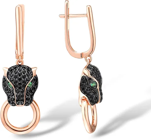 Miniatura 2 de Santuzza Pendientes Panther de plata de ley 925 con diseño de leopardo para mujer, Plata de ley