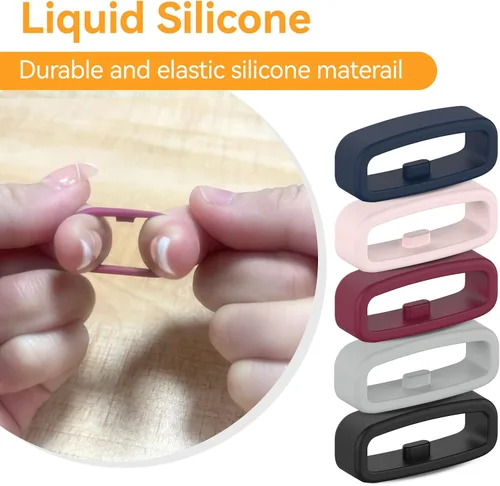 Miniatura 3 de Paquete de 6 anillos de sujeción compatibles con Fitbit Versa 4/3/2/Sense/Sense 2/Versa Lite/SE Band Keeper, correa de repuesto de silicona