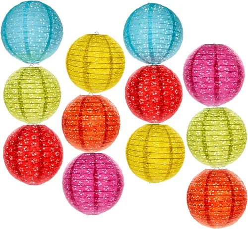 Miniatura 10 de 12 linternas de papel chinas, japonesas, coloridas linternas de papel colgantes con luces LED, 8 pulgadas, ovaladas, decorativas, asiáticas