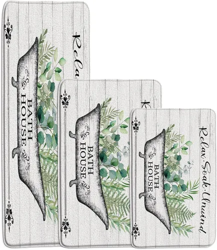 Miniatura 25 de GCTNBJL Tapete de baño con diseño floral de hojas verdes, flores rosas, bohemio, botánico, tropical, hojas bohemias, plantas, naturaleza, negro