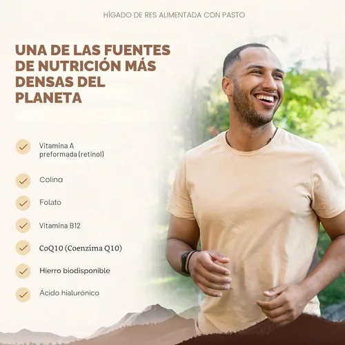 Miniatura 7 de Ancestral Supplements Hígado vacuno alimentado con pastura (disecado). Hierro natural, vitamina A, B12 para energía (180 Cápsulas)