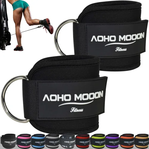 Miniatura 19 de AOHO MOOON Correas de tobillo ajustables y cómodas para máquinas de cable para mujeres, correa de pierna para gimnasio, tobillera para glúteos