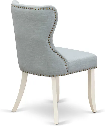 Miniatura 8 de East West Furniture Hartland - Juego de comedor de 3 piezas para espacios pequeños contiene una mesa de comedor redonda con pedestal y 2 sillas