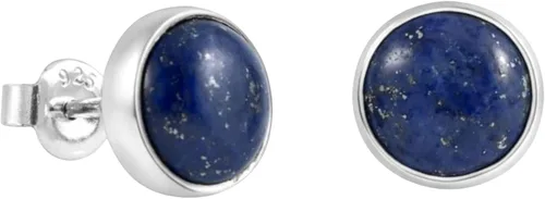Miniatura 13 de Aretes de plata de ley 925 maciza hechos a mano con piedras preciosas redondas para mujeres y hombres, disponibles en piedras azules, negras