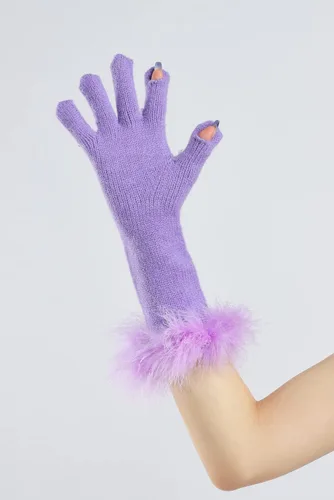 Miniatura 25 de Sahabowi Guantes de cuero para clima frío Manopla de lana cálida de invierno para mujeres