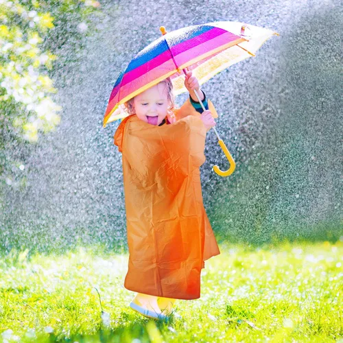 Miniatura 3 de Ponchos de lluvia desechables para niños y niñas, impermeable multicolor, paquete de 4