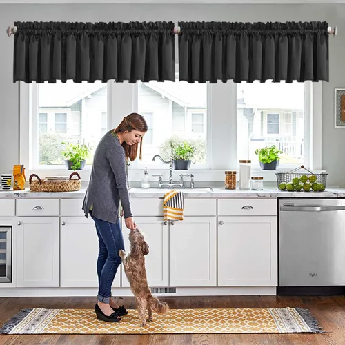 Miniatura 74 de Cortinas de cocina negras Ladity - 2 paneles de cortinas cortas opacas, 36 pulgadas, privacidad, niveles de café, cortinas de granja para ventana