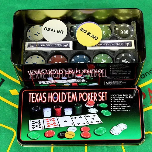 Miniatura 2 de Juego de fichas de póquer con caja de almacenamiento de aluminio, dos barajas de cartas estándar, Big Blind, Casino Style Chip para Texas Home Game