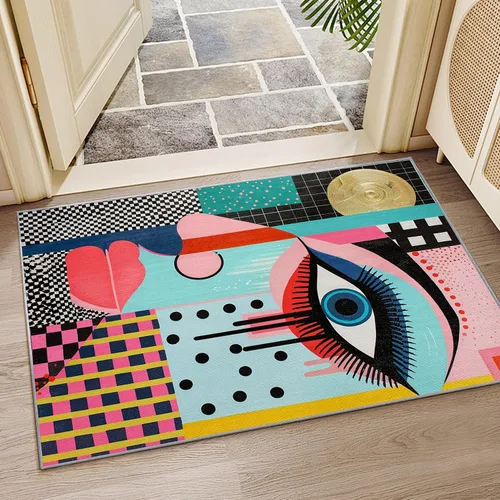 Miniatura 5 de Alfombras abstractas para sala de estar 8x10 - Alfombra abstracta, alfombra de 4x6, alfombra de área geométrica multicolor de estilo pop art