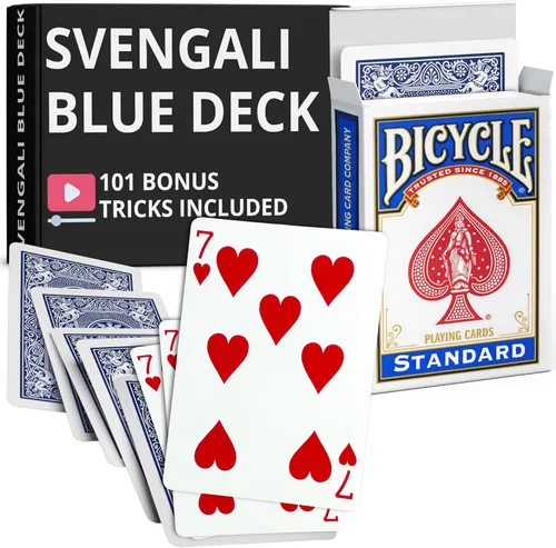 Miniatura 16 de Ted's Sterling Magic Precision Blue Rider Back Bicicleta Svengali Deck con instrucciones para más de 100 trucos (2 de clubes)