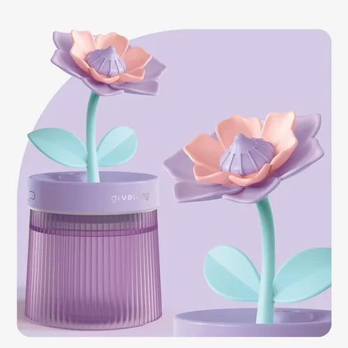 Miniatura 4 de Humidificador de niebla fría de 8.8 fl oz con linda flor, humidificador USB con luz, difusor de aceite esencial, difusor de aceite de aromaterapia