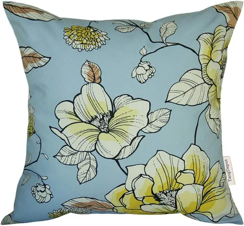 TangDepot - Funda de almohada decorativa de 100% algodón con estampado floral, hecha a mano, 45 colores, 19 tamaños disponibles, Algodón