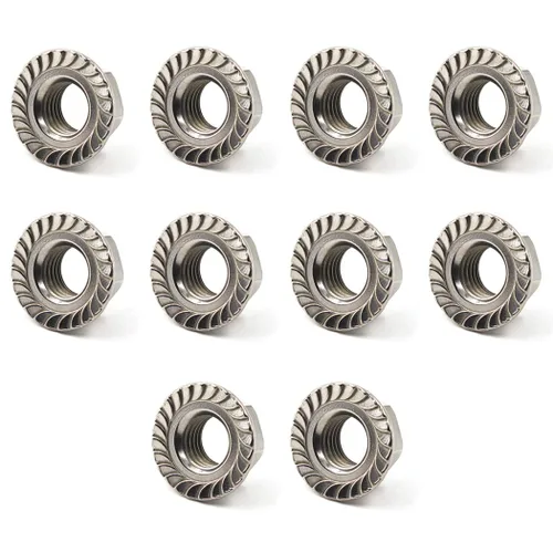 Miniatura 6 de Tuercas de brida métricas de acero inoxidable 304 M16 de 0.630 in, paquete de 8