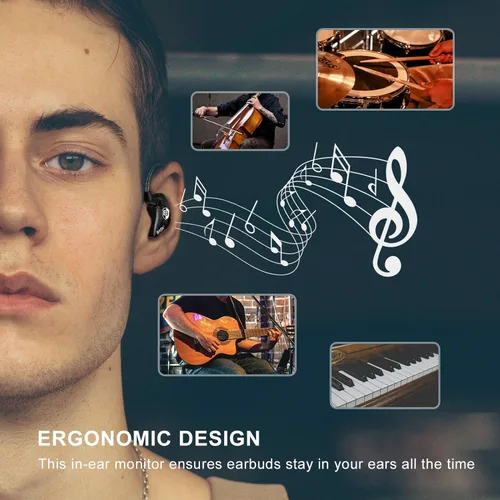 Miniatura 3 de BASN Bsinger BC100 - Auriculares con monitor de oído, ajuste universal, aislamiento de ruido, auriculares IEM para músicos, cantantes, audiófilos