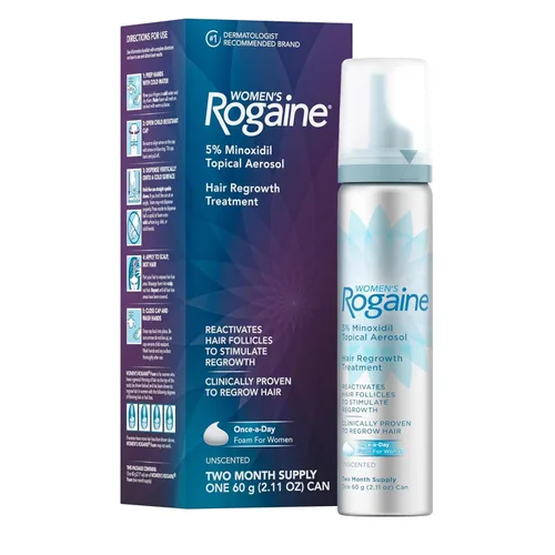 Rogaine - Espuma de minoxidil tópica al 5%, tratamiento contra la caída del cabello de una vez al día para mujeres para hacer crecer un cabello más