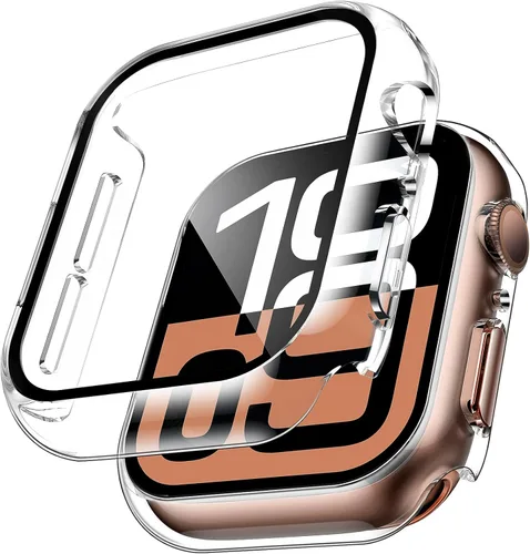 Miniatura 13 de TAURI - Juego de 2 carcasas rígidas para Apple Watch SE Series 6, 5, 4, 1.732 in (44mm), protector de pantalla integrado de cristal templado 9H, Azul