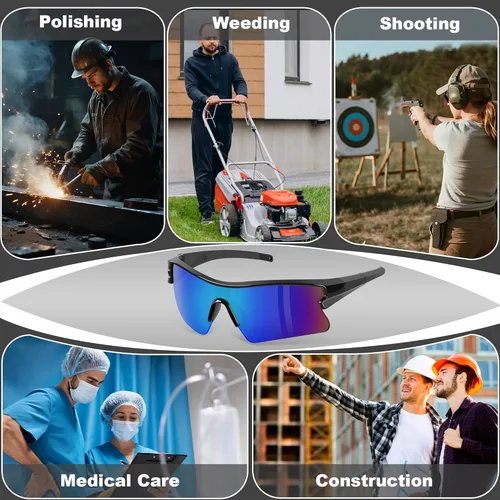 Miniatura 7 de Gafas de seguridad con protección UV para hombres, antiarañazos, conformes a ANSI z87+, gafas protectoras de goma antideslizante con patillas