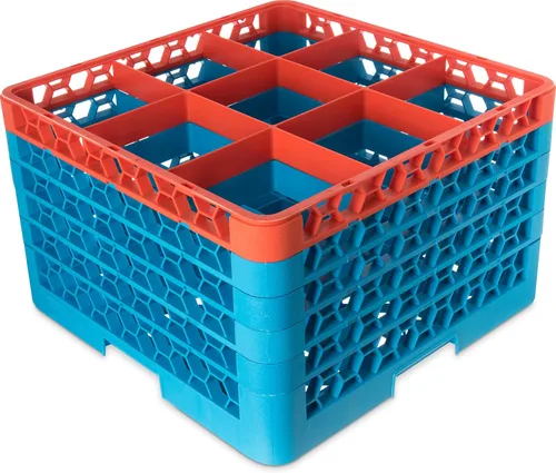 Miniatura 72 de Carlisle FoodService Products RG9-214 OptiClean Estante de vidrio con 9 compartimentos con 2 extensores, 7.12 pulgadas, polipropileno, azul