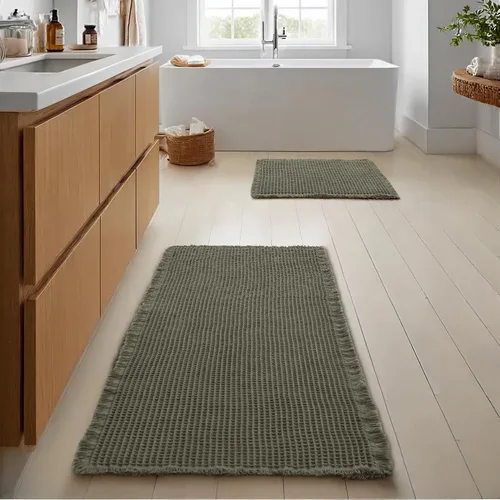 Miniatura 14 de JIUZHEN Tapete de Baño Mejorado con Diseño de Gofre Súper Absorbente Tapetes de Baño Antideslizantes Alfombras de Baño Lavables a Máquina de Secado