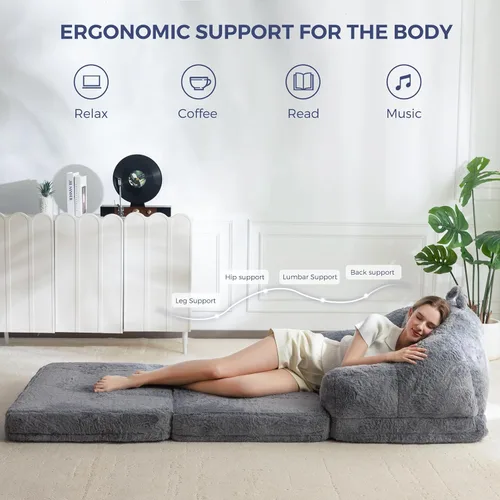 Miniatura 7 de MAXYOYO Sofá Cama Plegable, Sofá Convertible 2 en 1 a Sillón Reclinable, Cómoda Silla Puf Individual para Adultos, Sofá Cama Reclinable de Piso