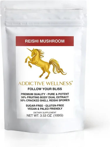 Miniatura 9 de Addictive Wellness Polvo de extracto de hongos Reishi + esporas (mezcla 50/50) cultivado en madera, puro y potente Ganoderma silvestre 50 g (1.76 oz)