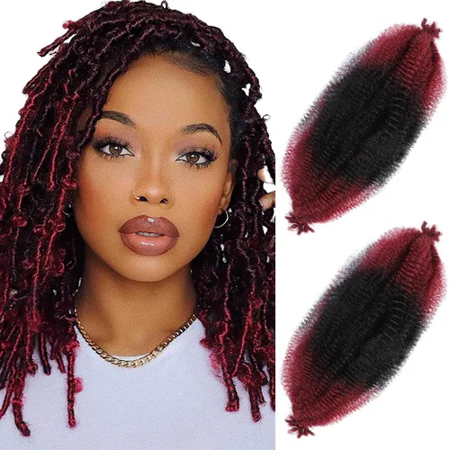 Miniatura 53 de Cabello afro elástico y trenzado de 30 pulgadas 2 paquetes, cabello preesponjado y trenzado elástico pre-estirado para extensiones de cabello suave