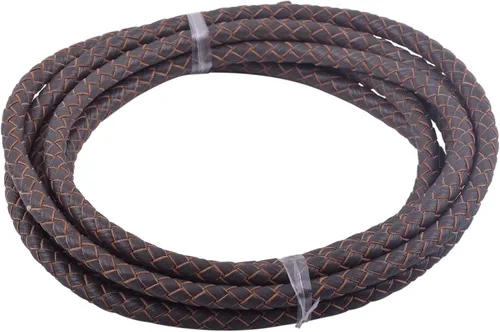 Miniatura 23 de KONMAY 2 yardas 8.0mm Cordón redondo de cuero trenzado auténtico marrón antiguo para corbata de bolo