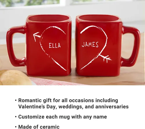 Miniatura 3 de Let's Make Memories Juego de tazas personalizadas, para el día de San Valentín, para parejas, para aniversario, para boda, cerámica, juego de 2