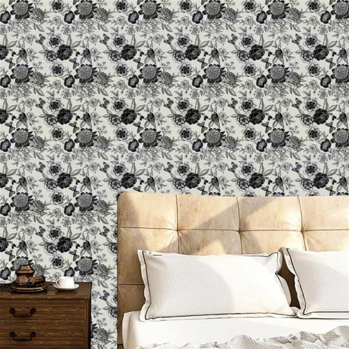 Miniatura 2 de Arthome - Papel tapiz autoadhesivo de 17 x 240 pulgadas, papel de contacto floral con rosa negra, papel de pared de vinilo vintage, película